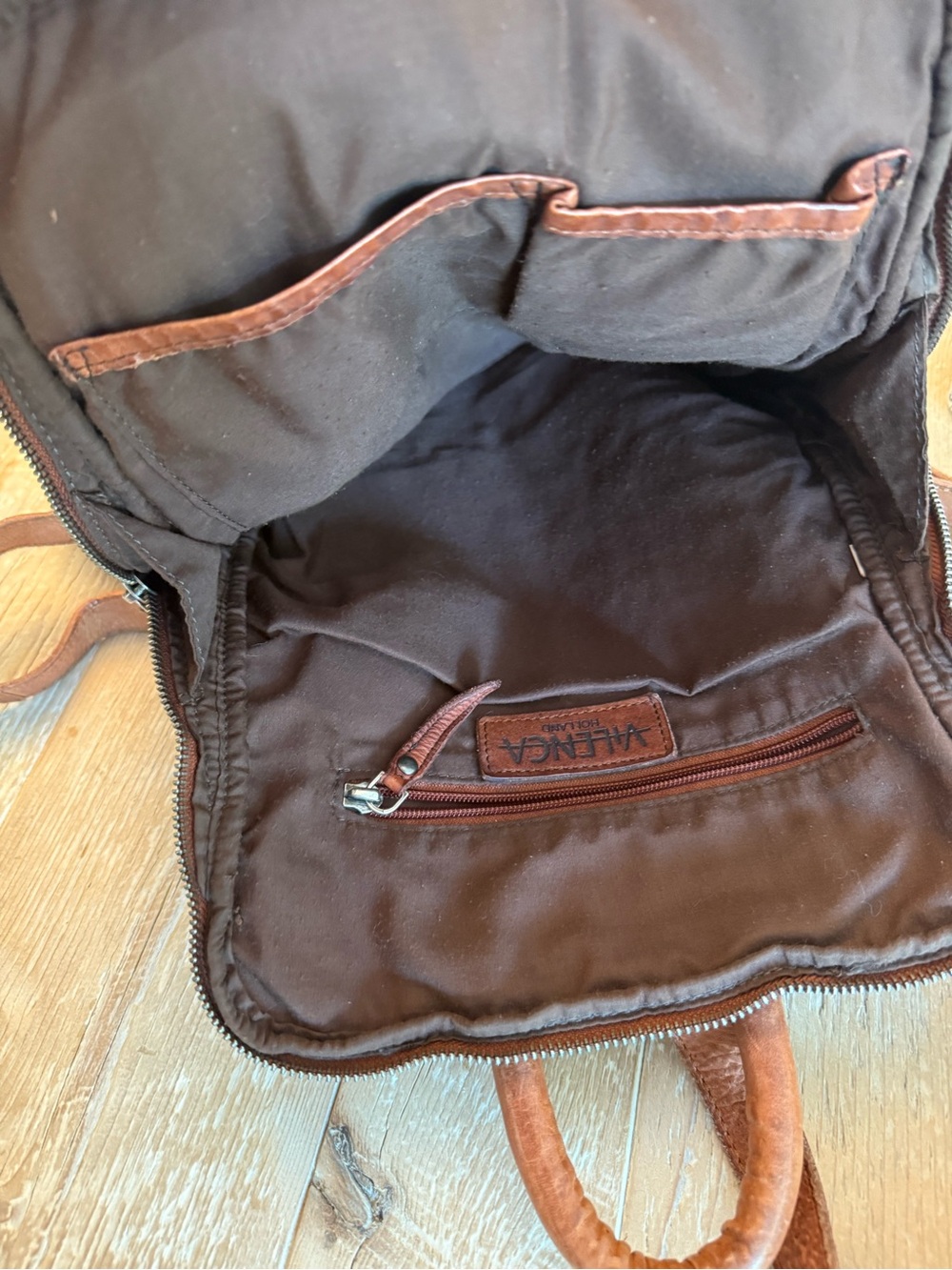Vilenca Holland Woven Leather Backpack in Warm Cognac - Picture 6 of 6